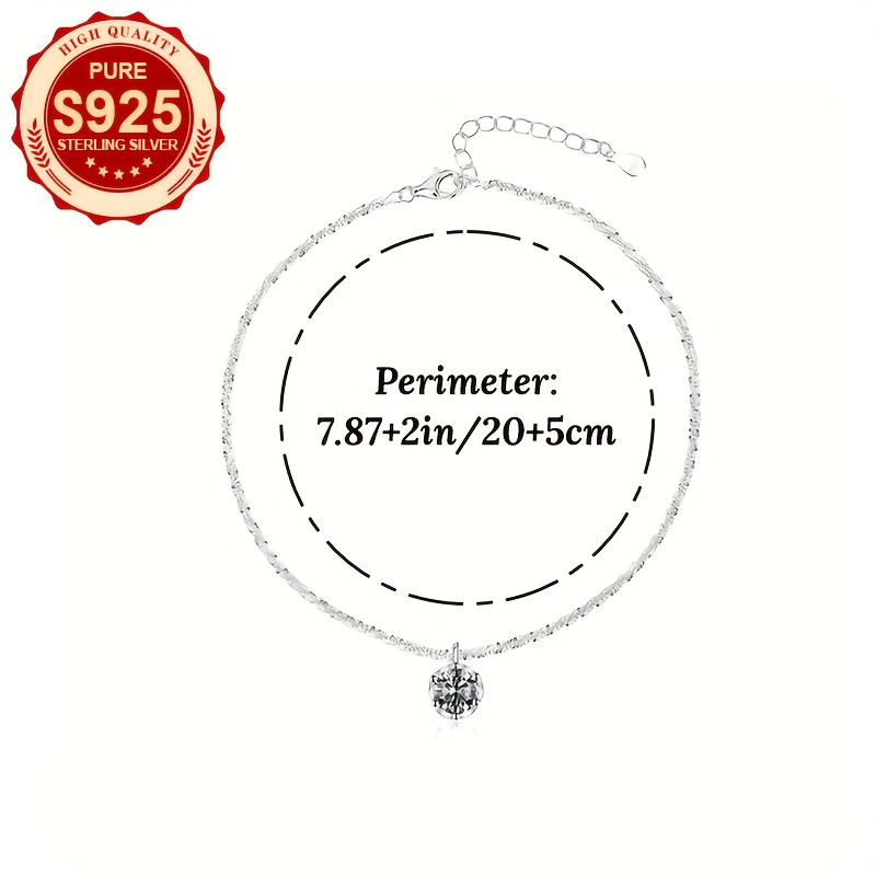 S925 Silver Women's Ankle Bracelet Blingbling Fashionable